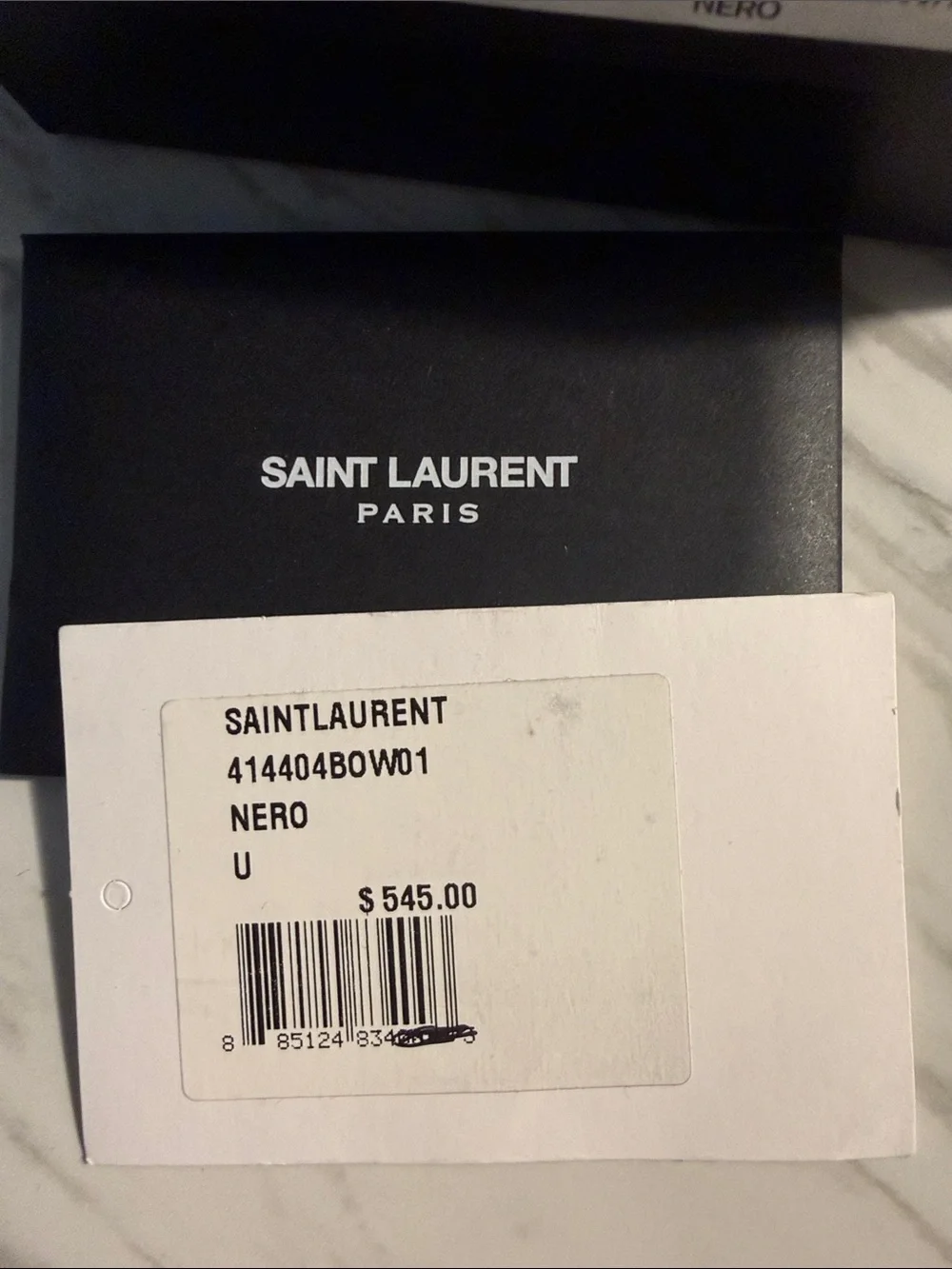 Saint Laurent Black Quilted Leather Card Holder with Gold YSL Monogram